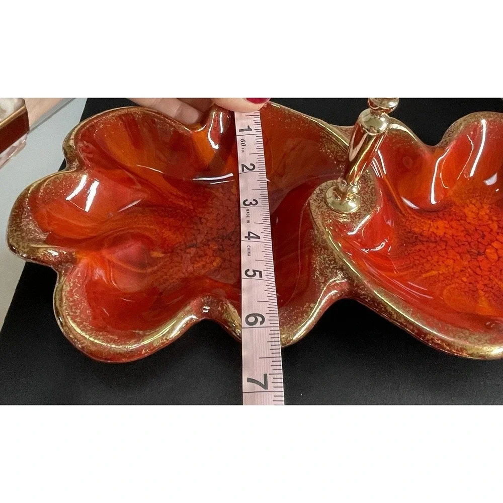 Vintage‎ 1960s California Pottery Orange Tones 306 Candy Dish Relish Tidbit Tray